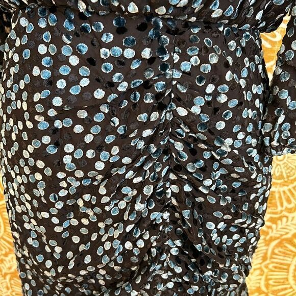 NWT Shoshanna Cassia Dot Velvet Burnout Long Sleeve Mini Dress in Jet/Olive Sz 4 - Picture 11 of 16